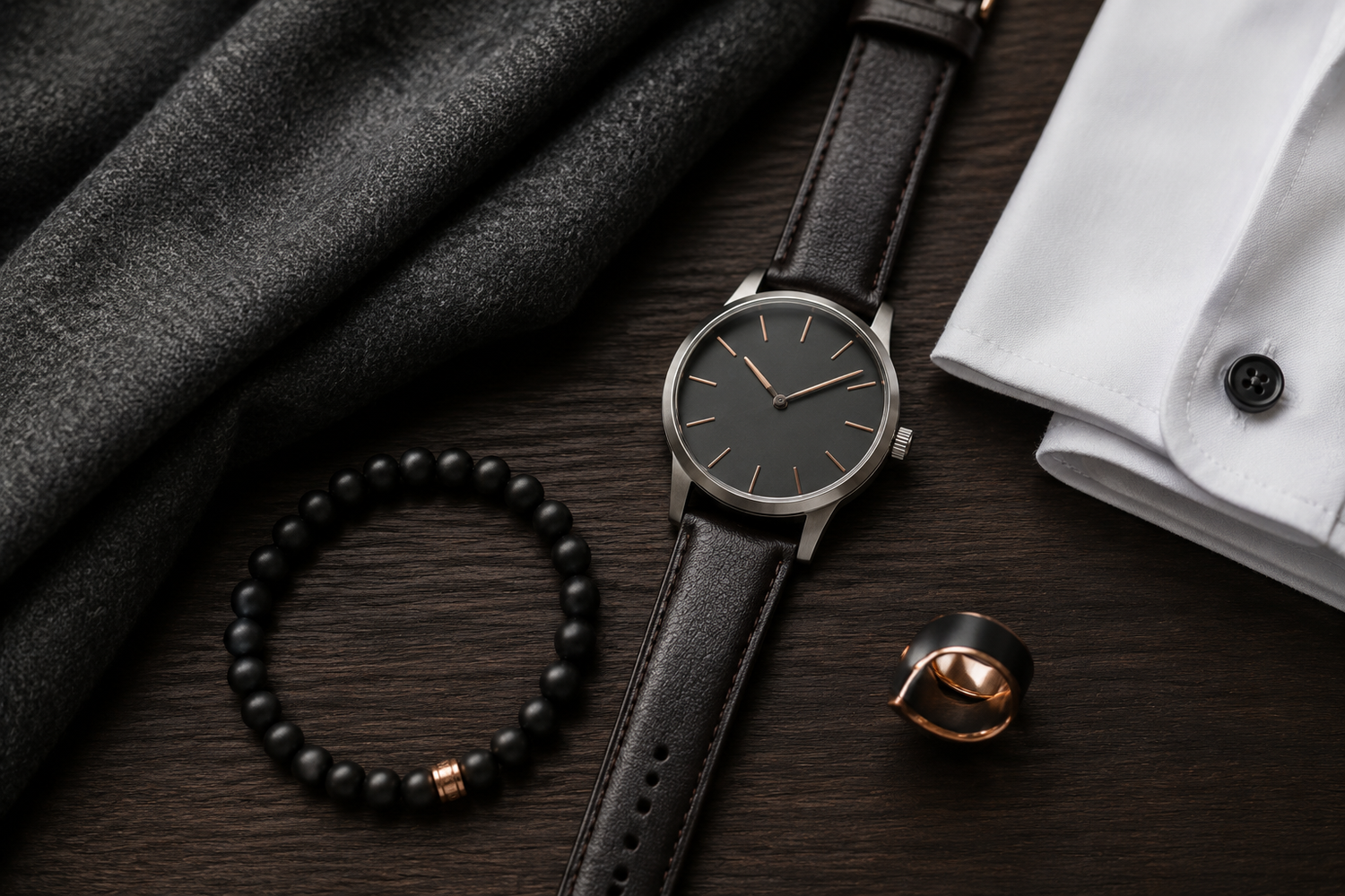 Herrenring mit Uhr und Armband stilvoll kombinieren