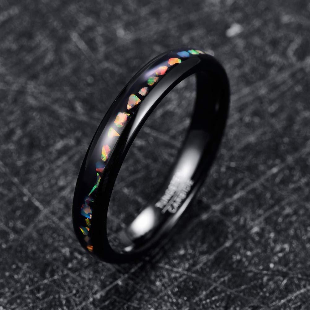 Schwarzer Galaxy-Opal Ring – 4 mm, Verlobungsring, Eheringe, Trauringe, Ring