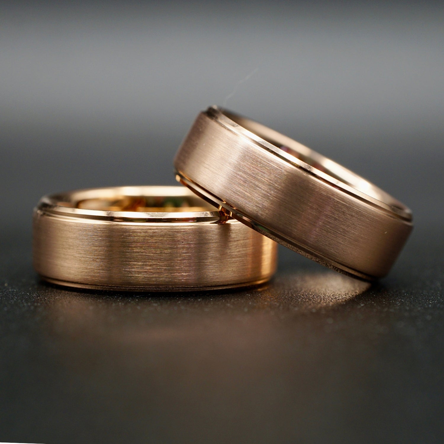 Wolframring mit Roségold-Akzent – Mattes Finish 8 mm