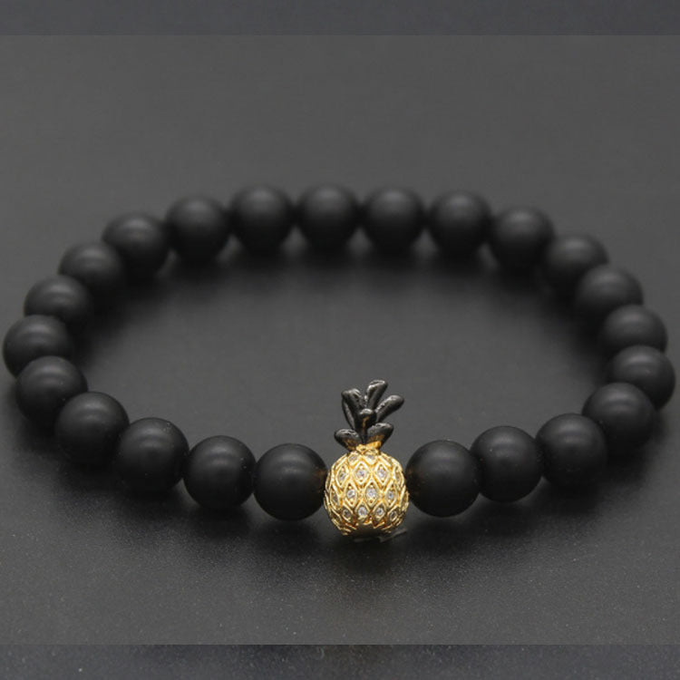 Elegantes Armband mit Ananas-Anhänger – 8 mm Naturstein