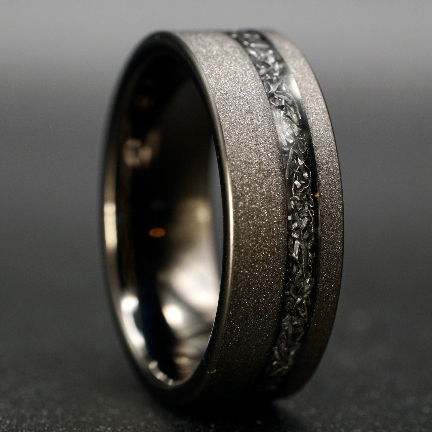 Schwarzer Meteoritenring 8 mm