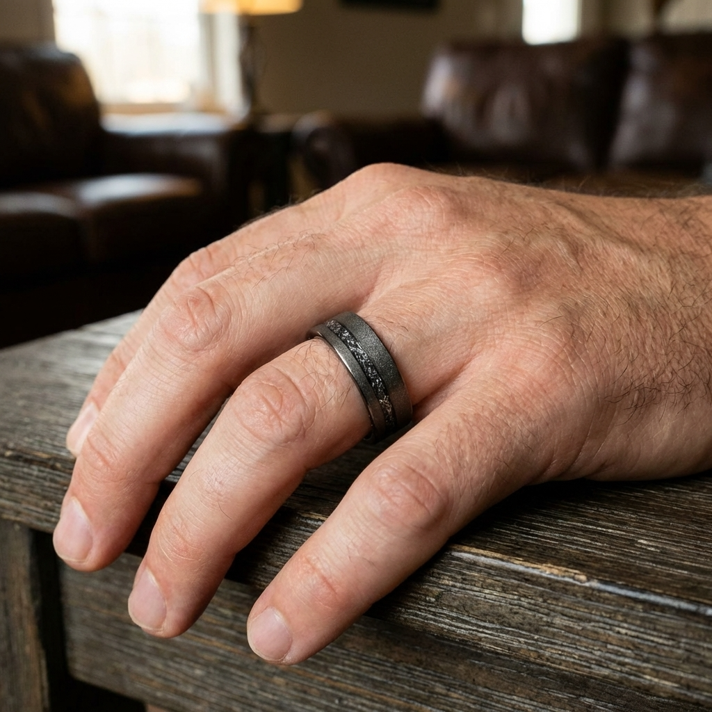 Schwarzer Meteoritenring 8 mm