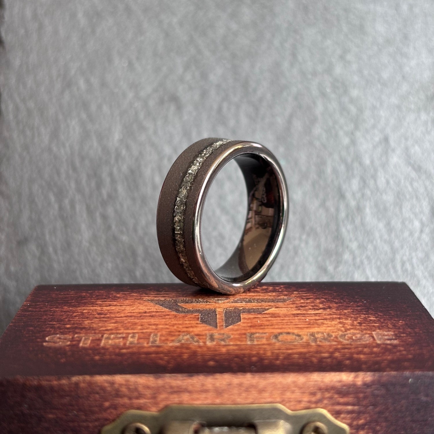 Schwarzer Meteoritenring 8 mm - Stellar Forge Rings