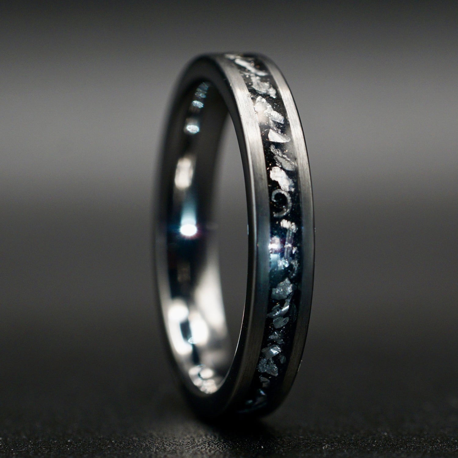 Silberner Meteoritenring aus Wolframkarbid – 4 mm