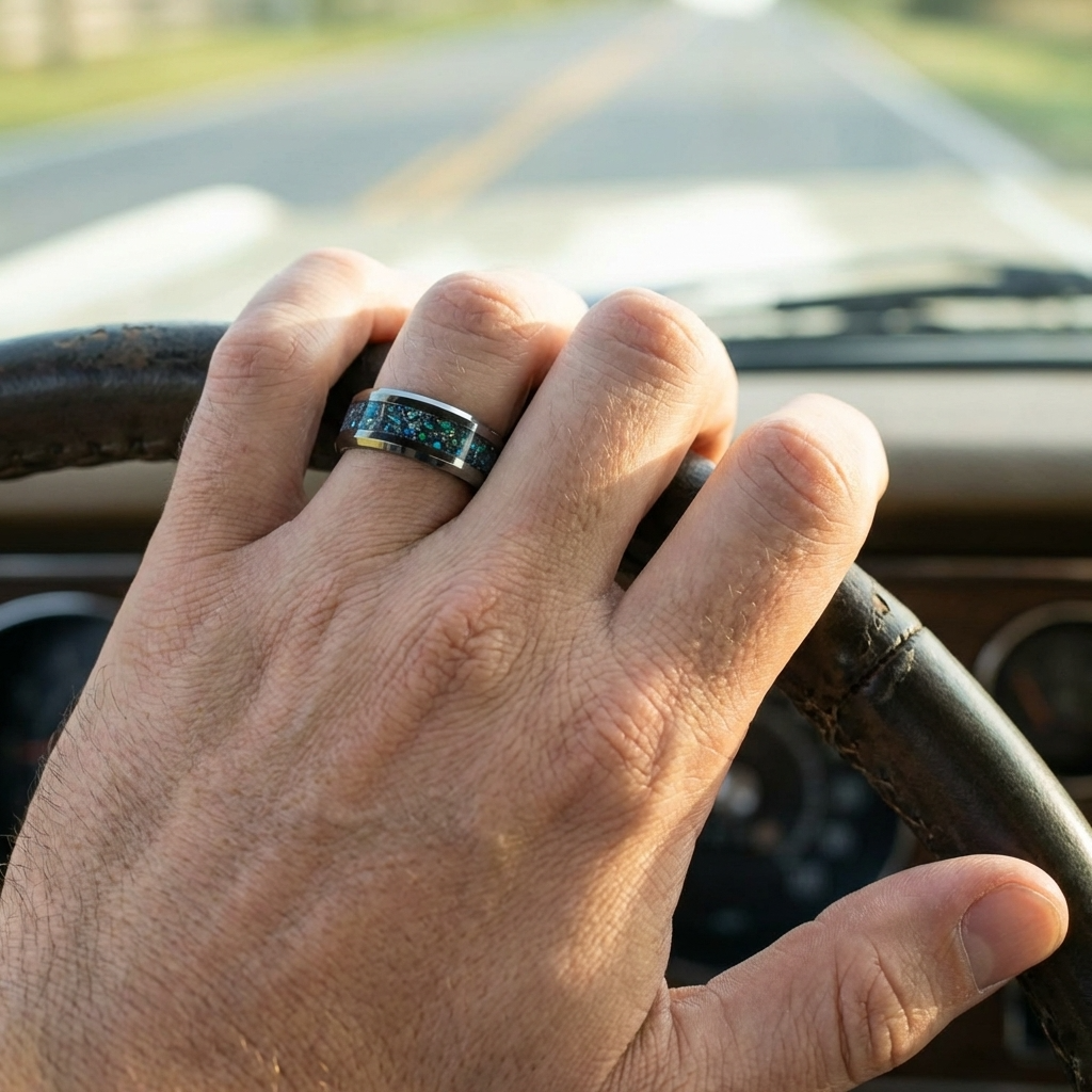 Silbernes Ring mit Meteorit und Opal – Nachleuchtend 8 mm
