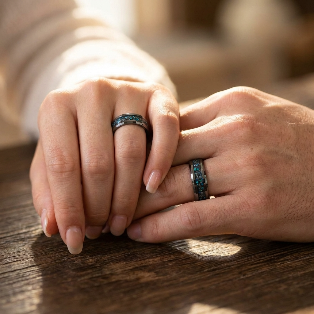 Silbernes Ring mit Meteorit und Opal – Nachleuchtend 8 mm