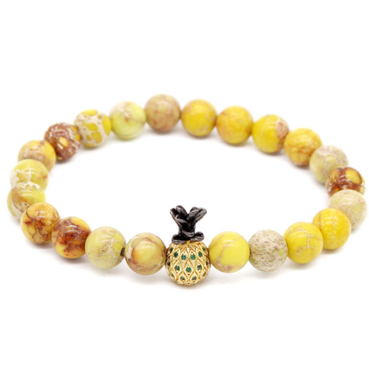Elegantes Armband mit Ananas-Anhänger – 8 mm Naturstein