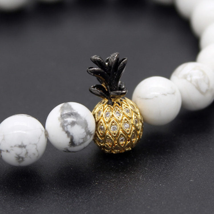 Elegantes Armband mit Ananas-Anhänger – 8 mm Naturstein