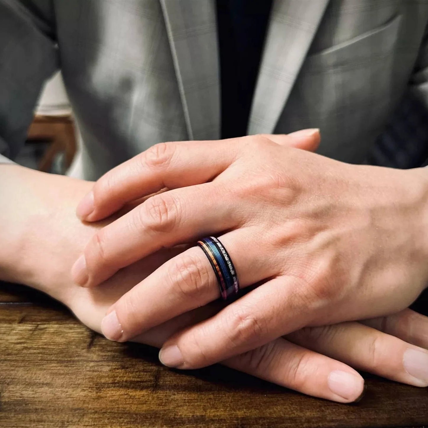 Angelschnur-Whiskeyfass- & Hirschgeweih-Ring, Angelschnur-Ring, Ehering und Verlobungsring für Männer, 8 mm