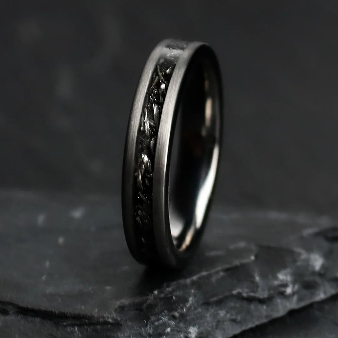 Silberner Meteoritenring aus Wolframkarbid – 4 mm