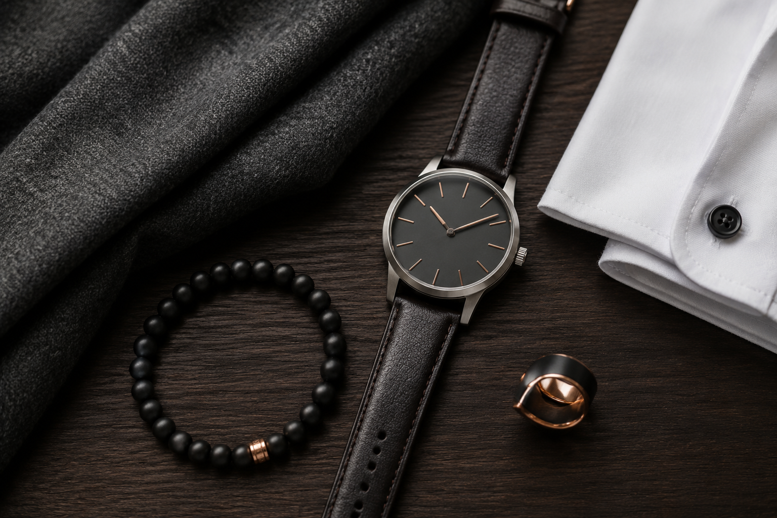 Herrenring mit Uhr und Armband stilvoll kombinieren
