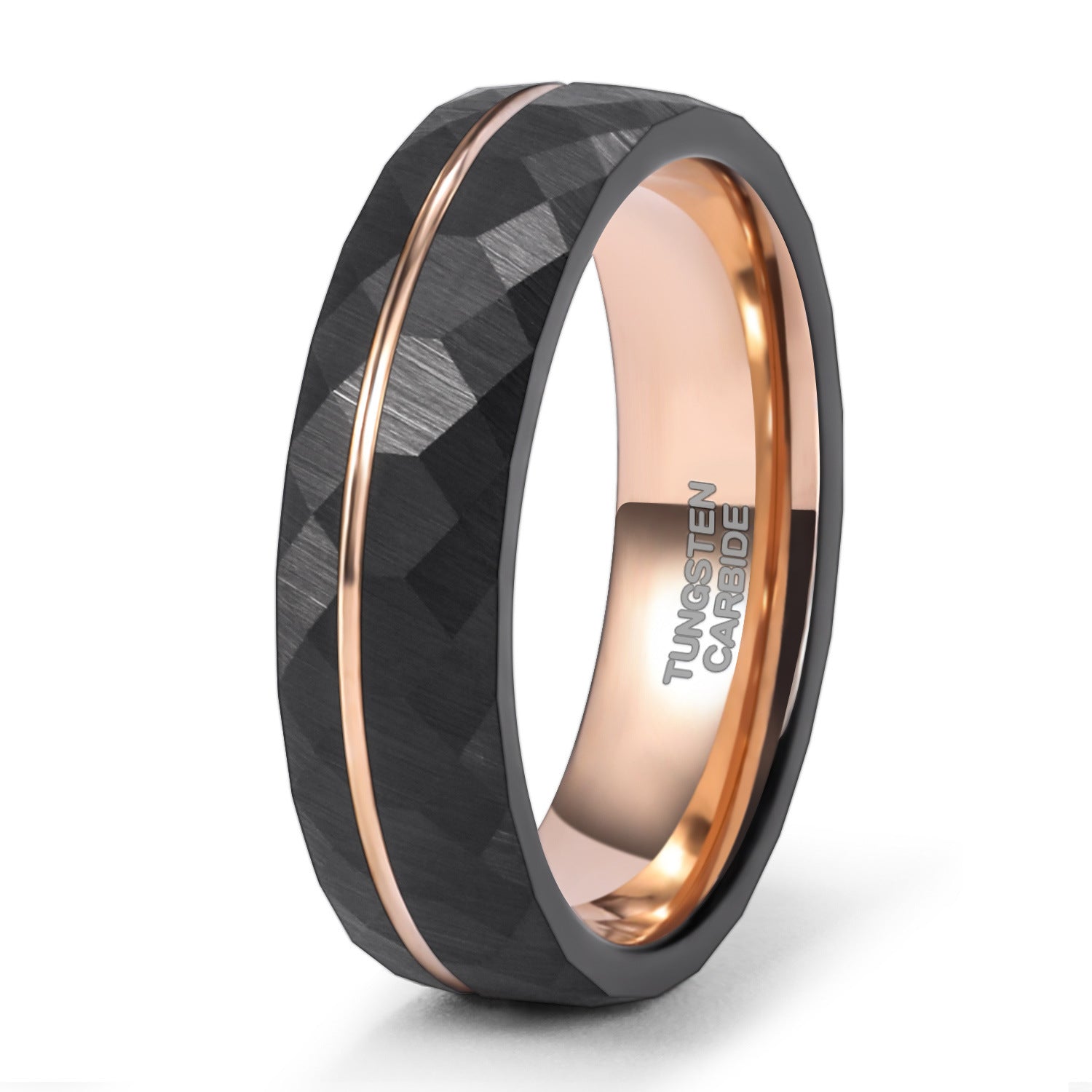 Helios Ring – Einfacher Diamant-Rhombus mit Roségold-Linie