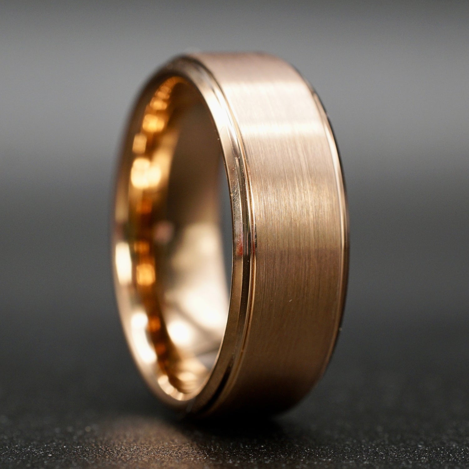 Wolframring mit Roségold-Akzent – Mattes Finish 8 mm