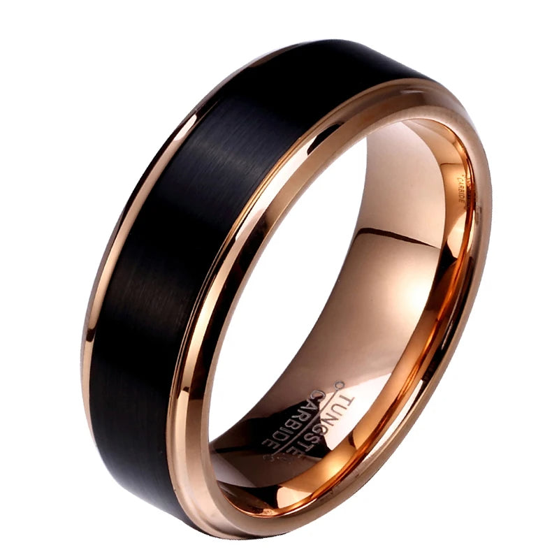 Schwarzer gehämmerter Wolframring mit goldener Seele – 4 mm/6 mm/8 mm, Verlobungsring, Eheringe, Trauringe, Ring