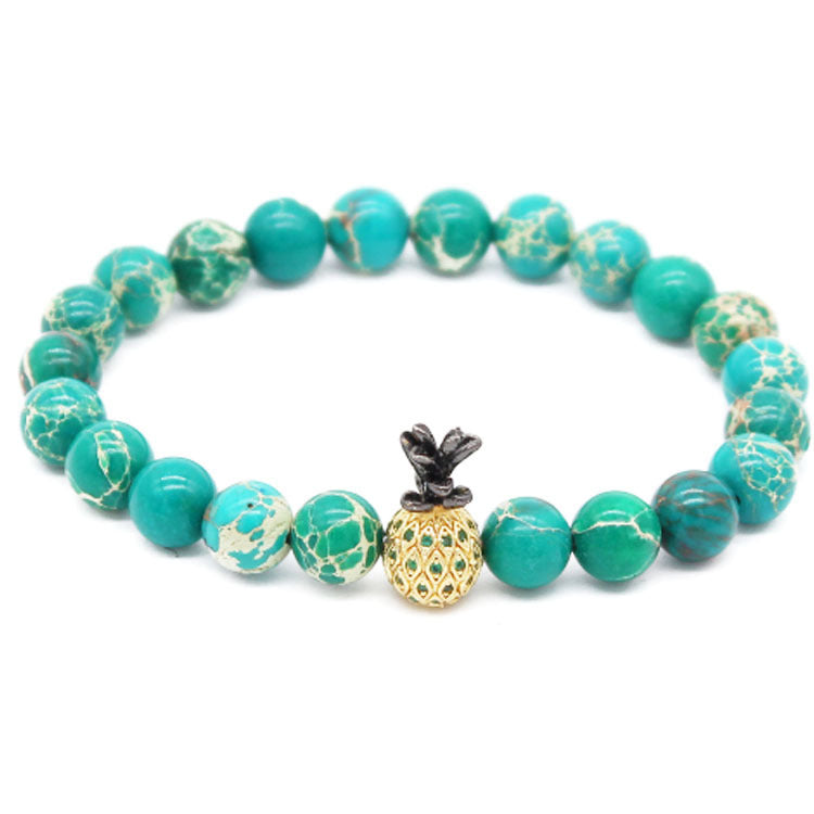 Elegantes Armband mit Ananas-Anhänger – 8 mm Naturstein