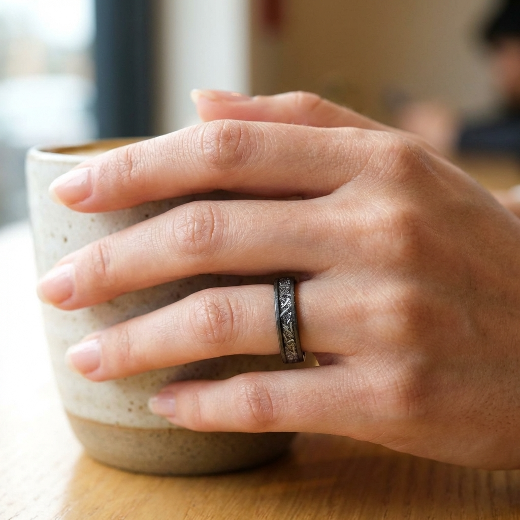 Schwarzer Meteoritenring 4 mm