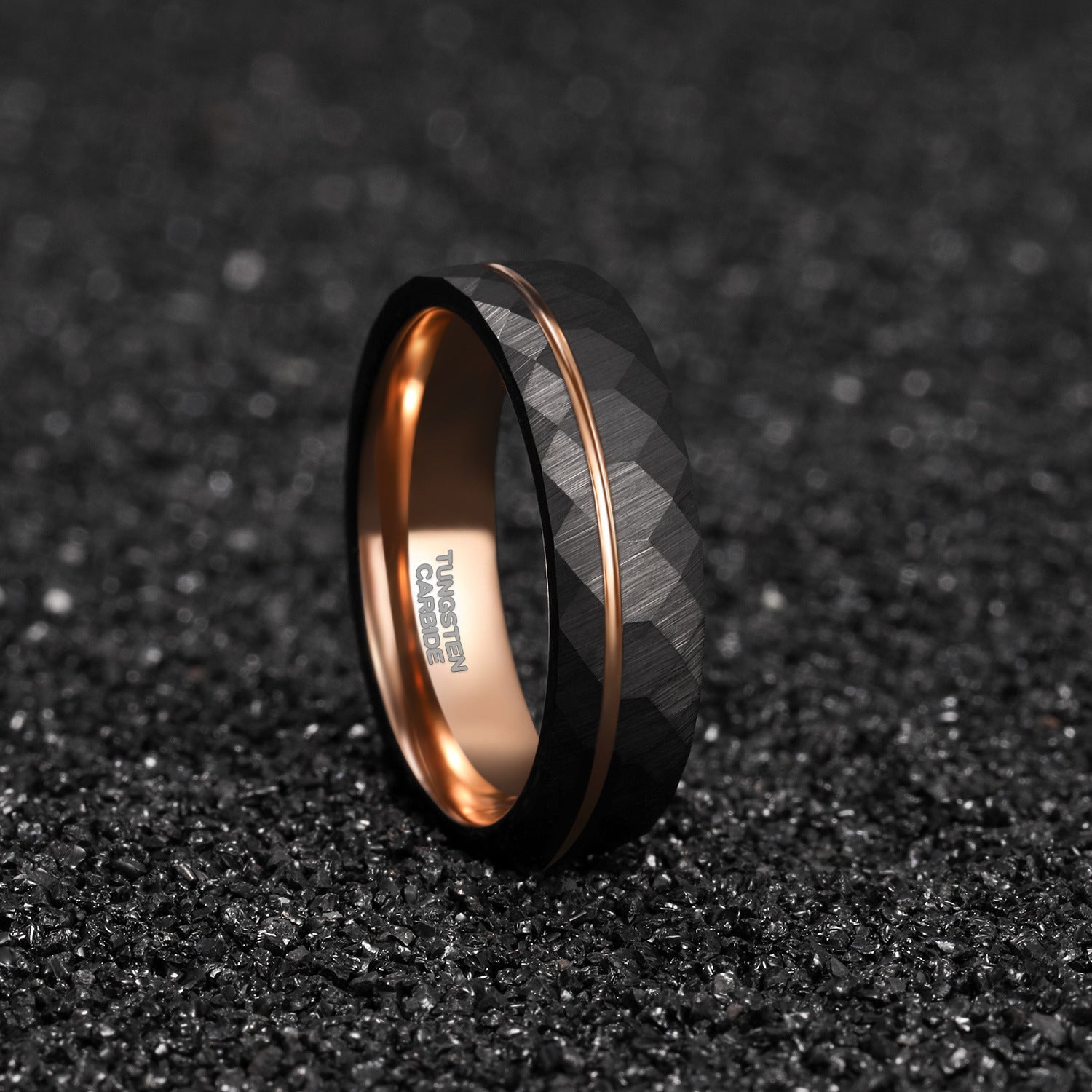 Helios Ring – Einfacher Diamant-Rhombus mit Roségold-Linie