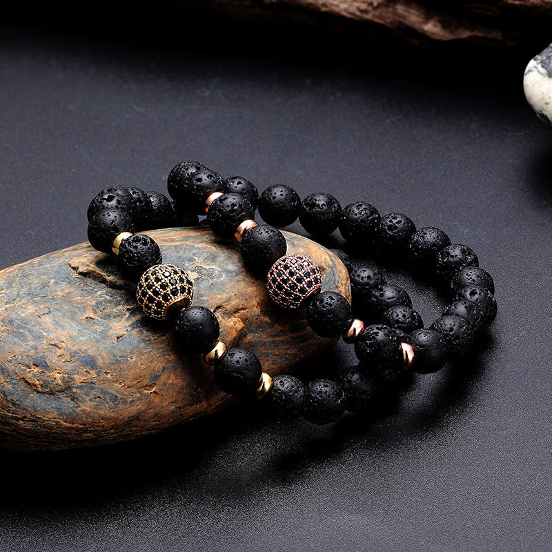 Lava-Armband mit Kristallperle – Unisex