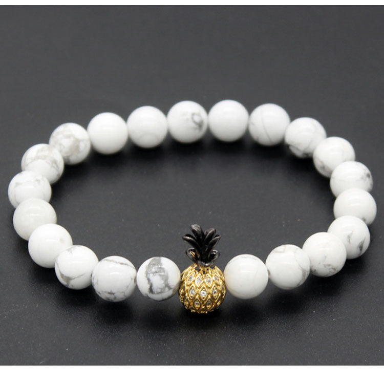 Elegantes Armband mit Ananas-Anhänger – 8 mm Naturstein