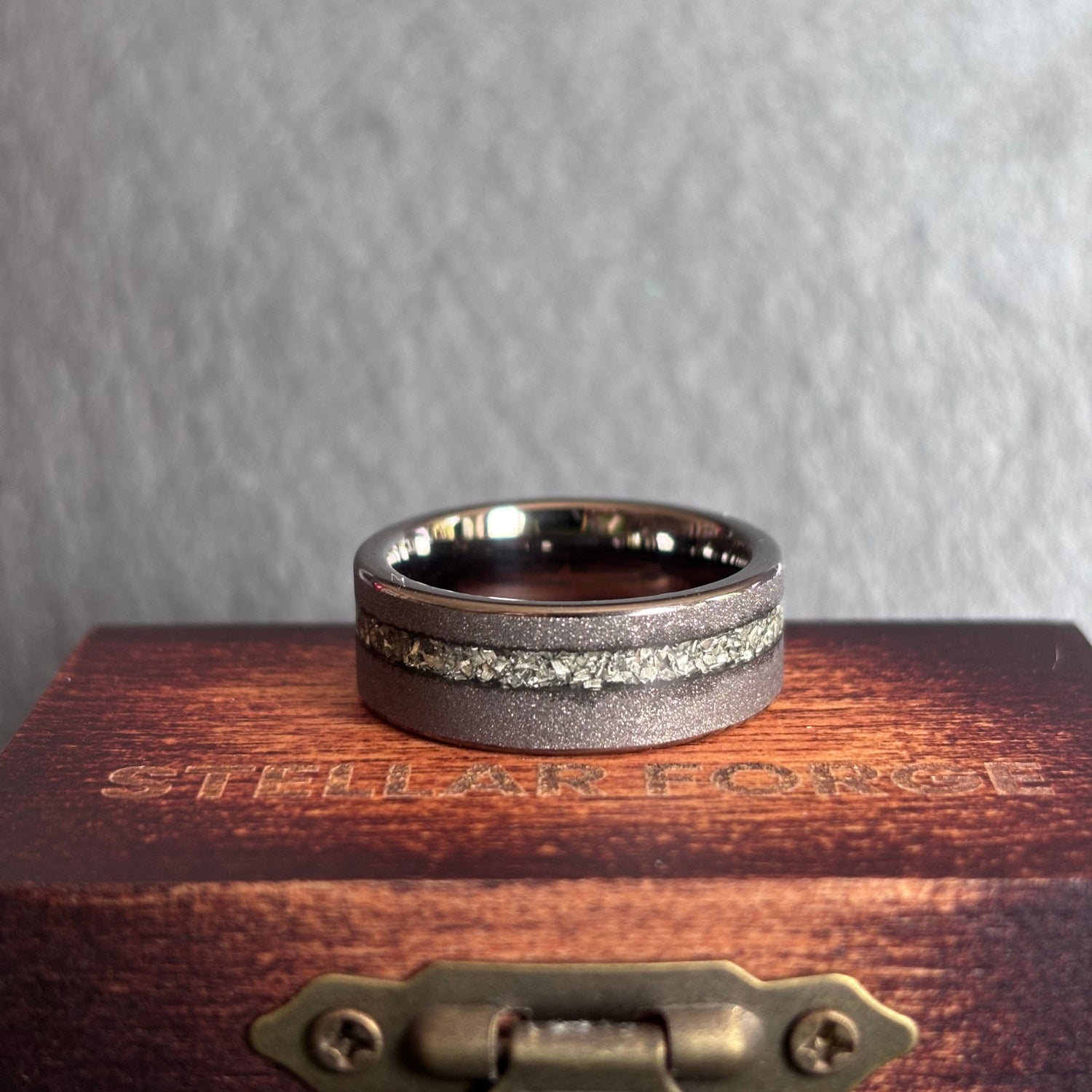 Schwarzer Meteoritenring 8 mm - Stellar Forge Rings