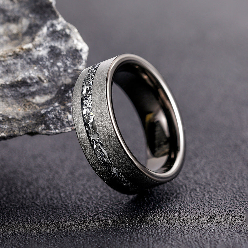 Black Meteorite Ring 8mm - Stellar Forge Rings