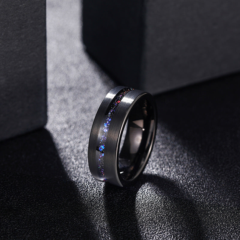 Galaxy Series Starry Sky Brushed Men Tungsten Ring 8mm - Stellar Forge Rings