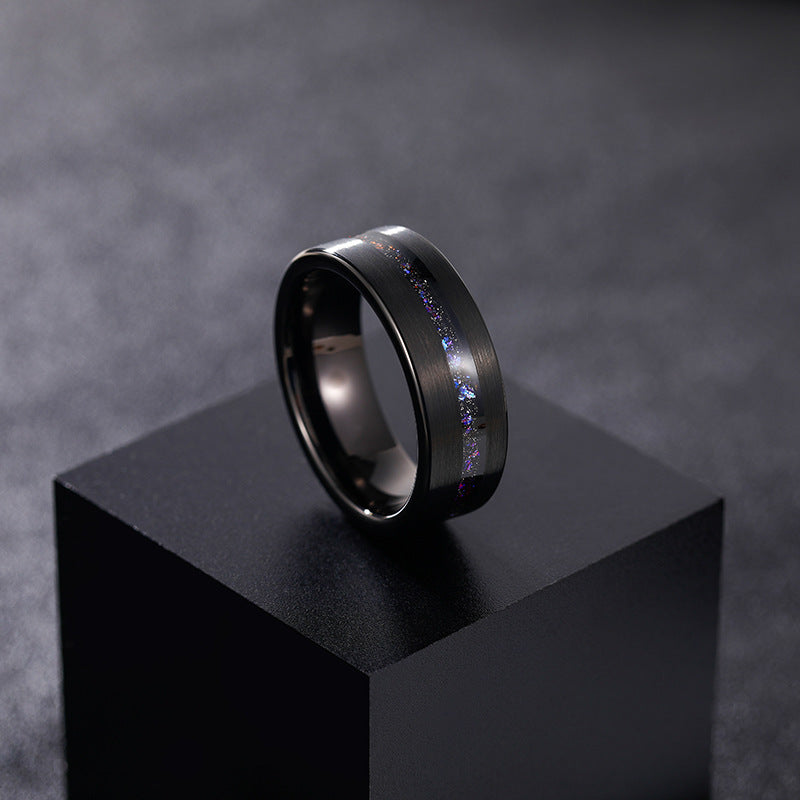 Galaxy Series Starry Sky Brushed Men Tungsten Ring 8mm - Stellar Forge Rings