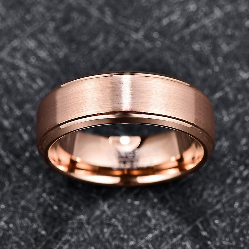 Damen-Wolframring, Herren-Matter Wolframkarbid-Ehering mit Roségold-Beschichtung, 8 mm.