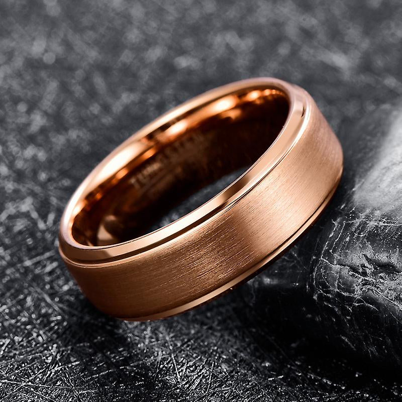 Damen-Wolframring, Herren-Matter Wolframkarbid-Ehering mit Roségold-Beschichtung, 8 mm.