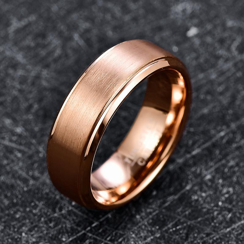 Damen-Wolframring, Herren-Matter Wolframkarbid-Ehering mit Roségold-Beschichtung, 8 mm.