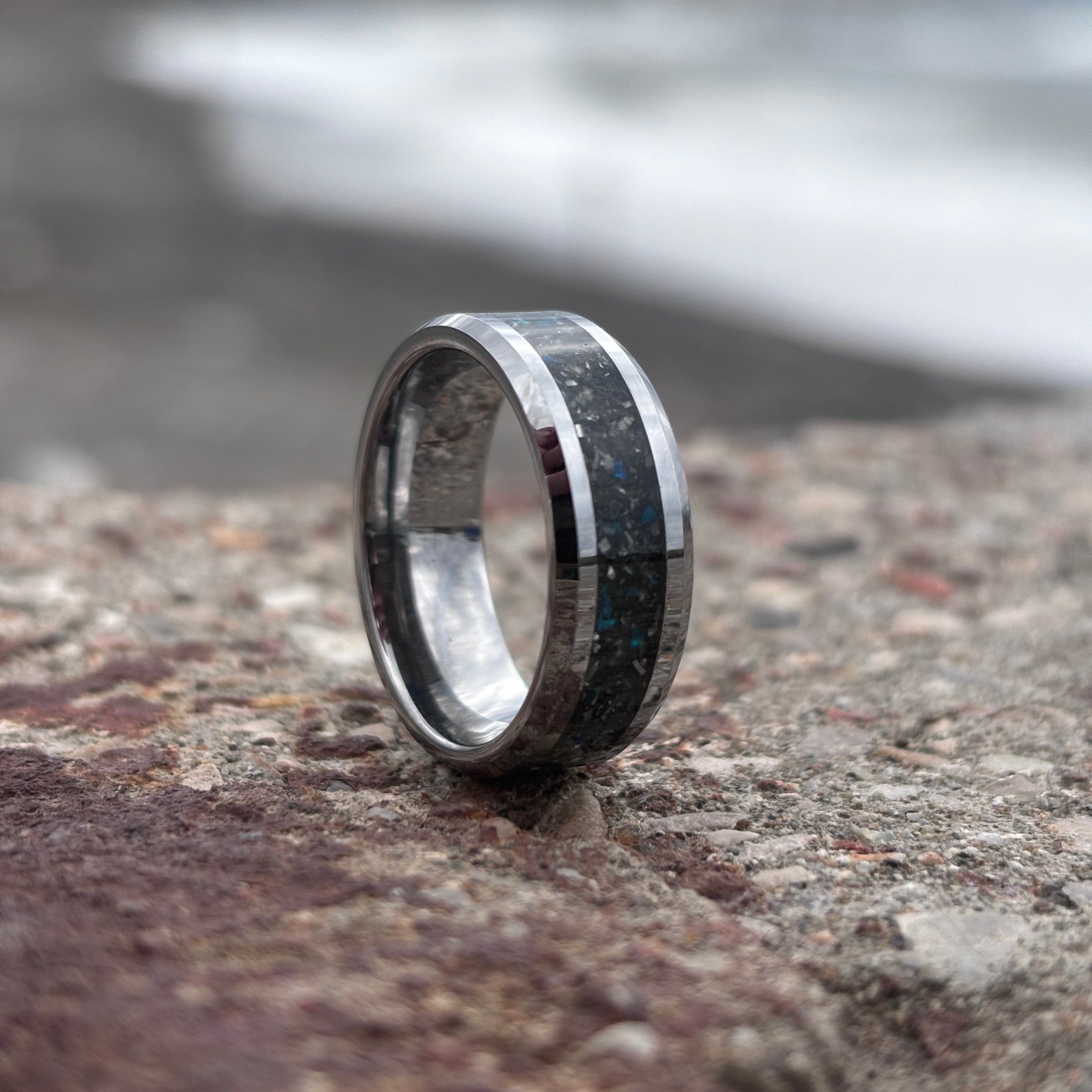 Meteoritenring, Herren-Ehering, Verlobungsring für Männer, leuchtend im Dunkeln, Wolframring, Sternenstaub-Mondstein, blauer Opal und Diamantring, 8 mm