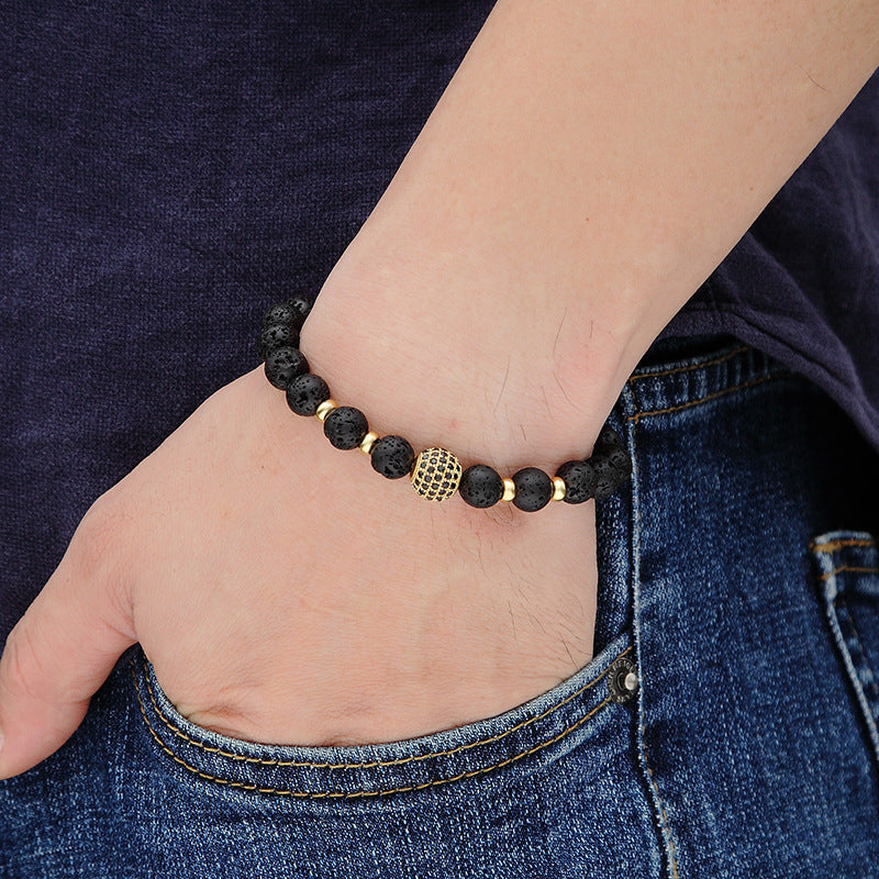 Lava-Armband mit Kristallperle – Unisex