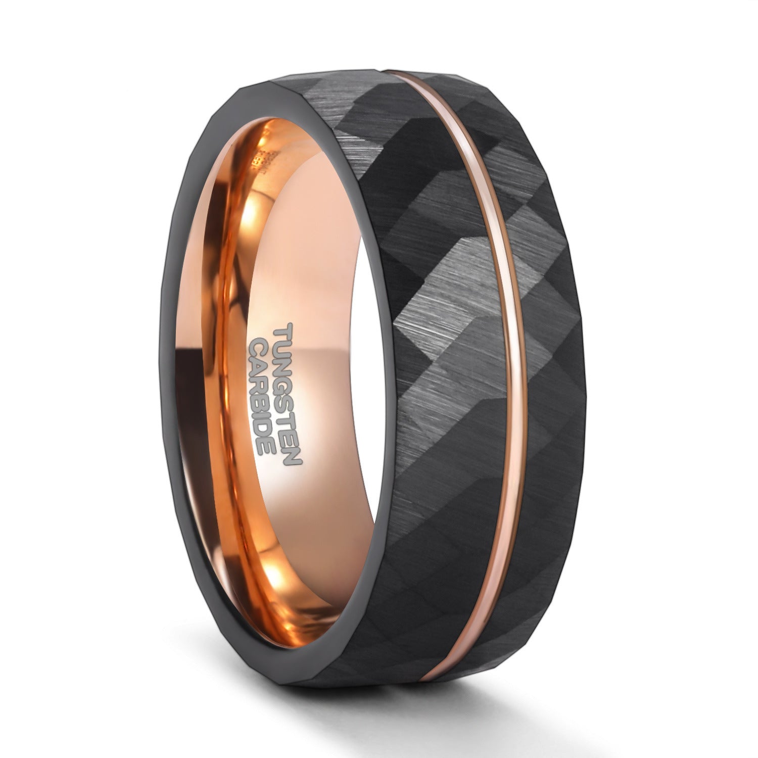 Helios Ring – Einfacher Diamant-Rhombus mit Roségold-Linie