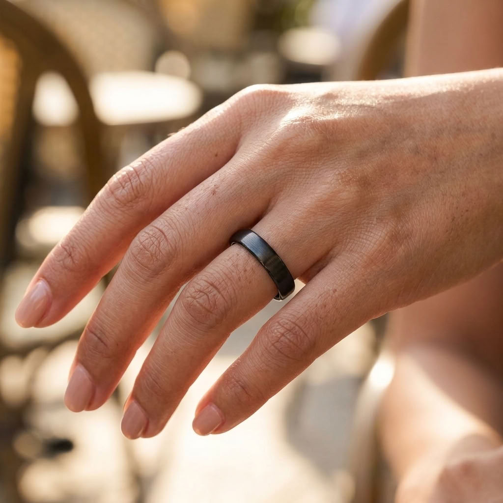 Schwarzer Keramikring für Damen 4mm