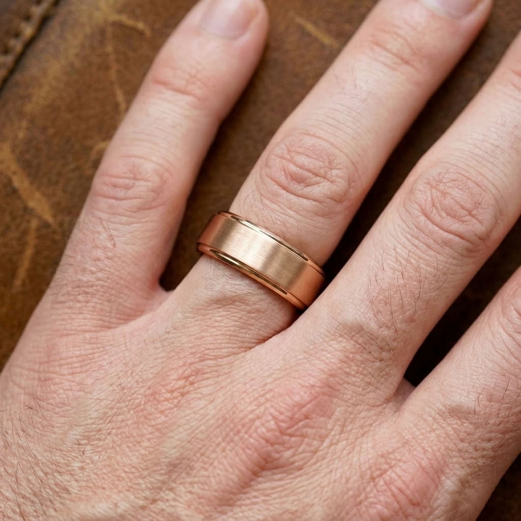 Wolframring mit Roségold-Akzent – Mattes Finish 8 mm