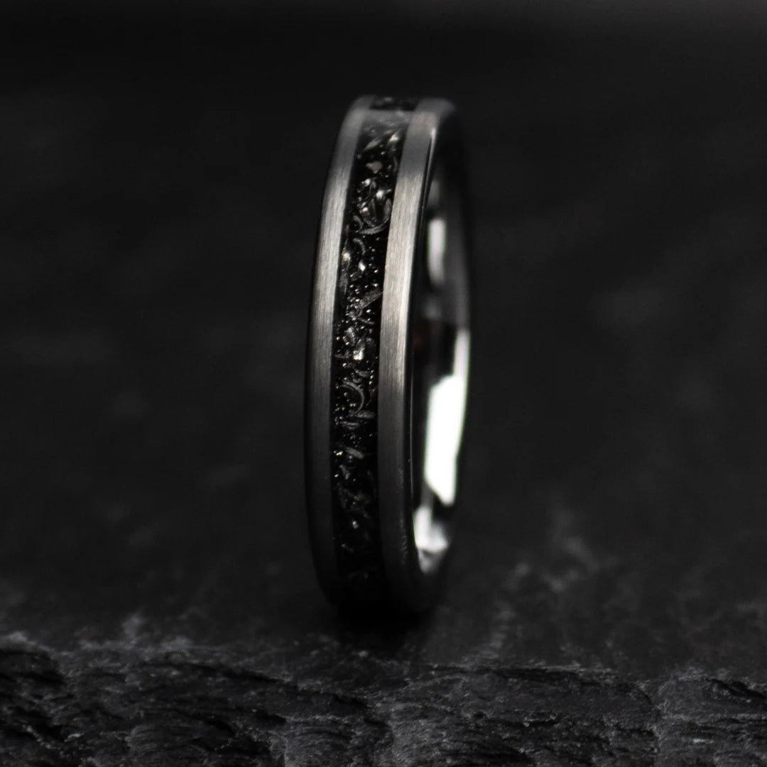 Silberner Meteoritenring aus Wolframkarbid – 4 mm