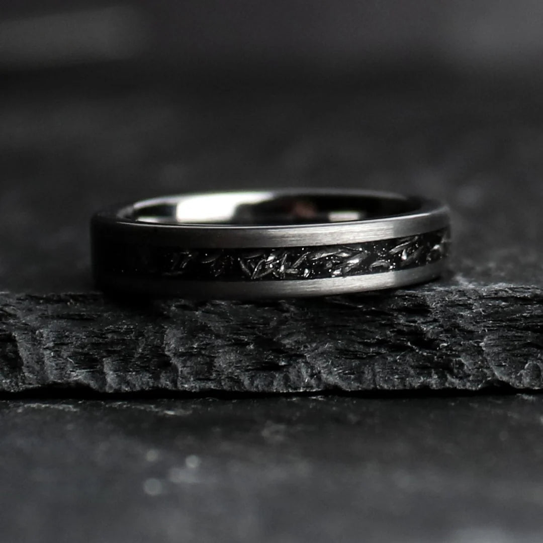 Silberner Meteoritenring aus Wolframkarbid – 4 mm