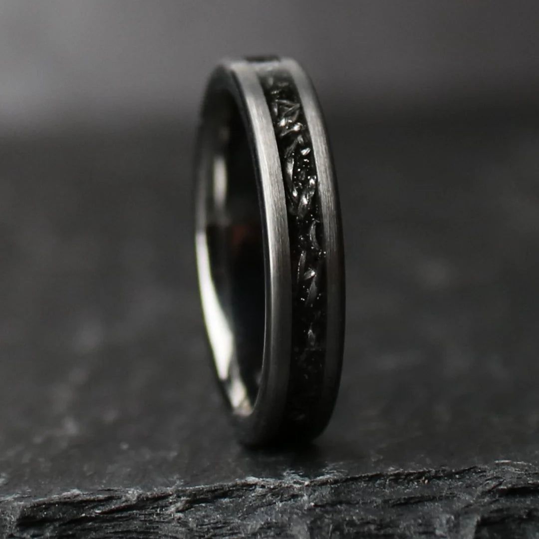 Silberner Meteoritenring aus Wolframkarbid – 4 mm
